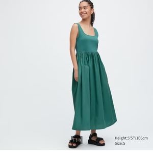 NEW Uniqlo Green Combination Sleeveless Flare Dress in Small